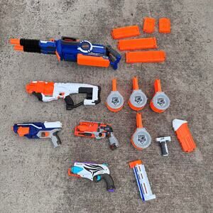 Huge Nerf Lot Mega Mastodon Modulus Regulator 4 Drum Mags Hammershot Bundle